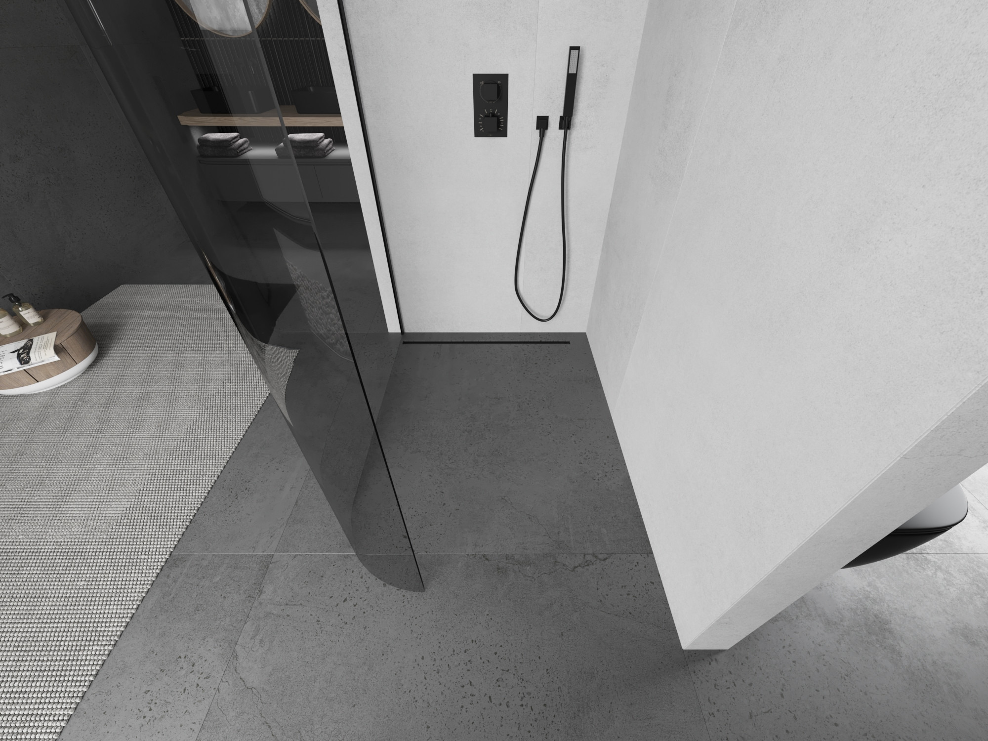 Στρογγυλεμένη ντουζιέρα walk-in